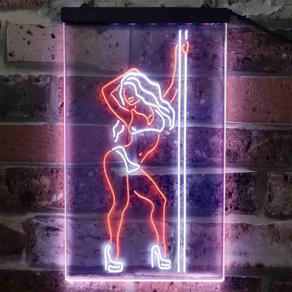 ADVPRO Stripper Dancer Pub Club  Dual Color LED Neon Sign st6-i3813 - White & Orange