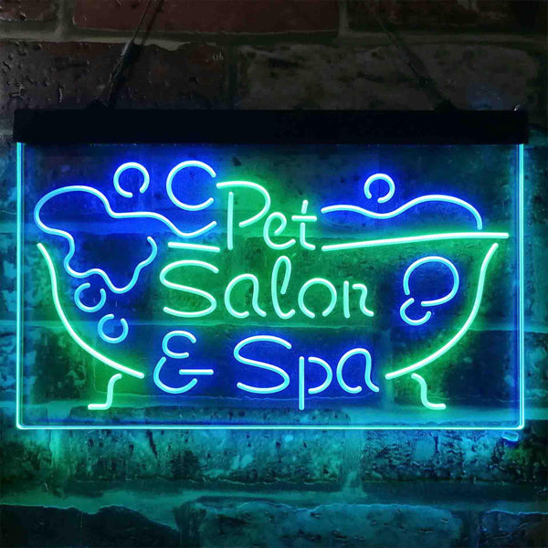 ADVPRO Pet Salon Spa Dog Cat Grooming Dual Color LED Neon Sign st6-i3814 - Green & Blue