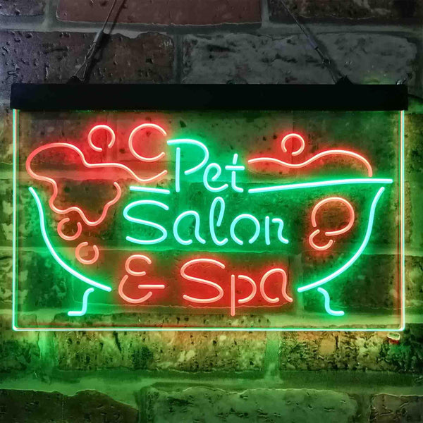 ADVPRO Pet Salon Spa Dog Cat Grooming Dual Color LED Neon Sign st6-i3814 - Green & Red