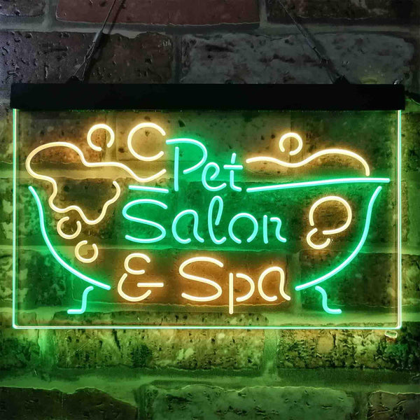 ADVPRO Pet Salon Spa Dog Cat Grooming Dual Color LED Neon Sign st6-i3814 - Green & Yellow