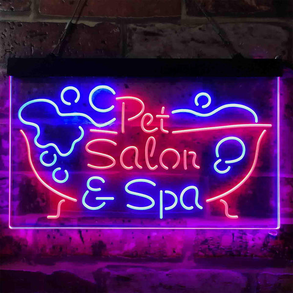 ADVPRO Pet Salon Spa Dog Cat Grooming Dual Color LED Neon Sign st6-i3814 - Red & Blue