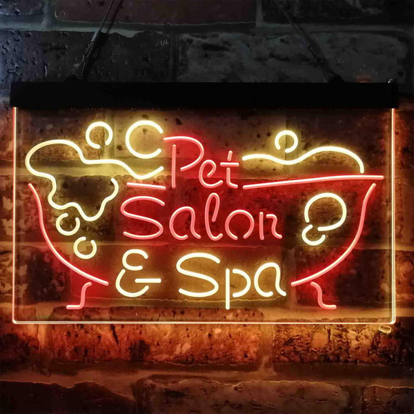 ADVPRO Pet Salon Spa Dog Cat Grooming Dual Color LED Neon Sign st6-i3814 - Red & Yellow