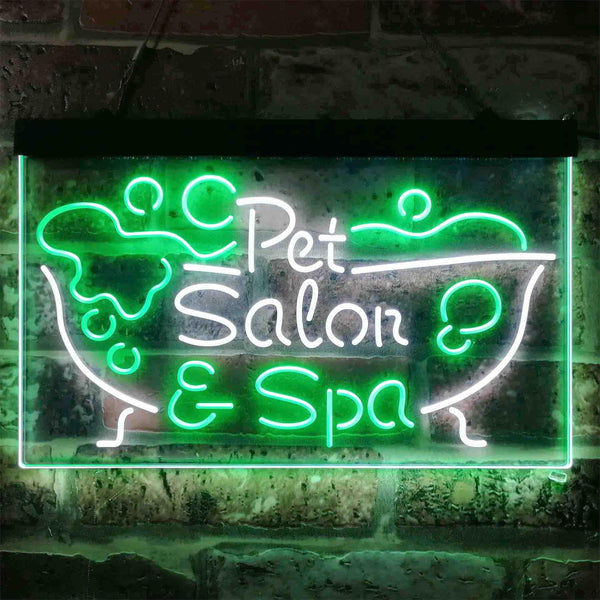 ADVPRO Pet Salon Spa Dog Cat Grooming Dual Color LED Neon Sign st6-i3814 - White & Green