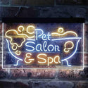 ADVPRO Pet Salon Spa Dog Cat Grooming Dual Color LED Neon Sign st6-i3814 - White & Yellow