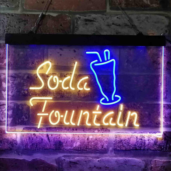 ADVPRO Soda Fountain Cafe Dual Color LED Neon Sign st6-i3816 - Blue & Yellow