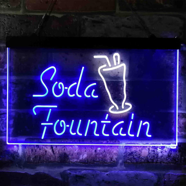 ADVPRO Soda Fountain Cafe Dual Color LED Neon Sign st6-i3816 - White & Blue
