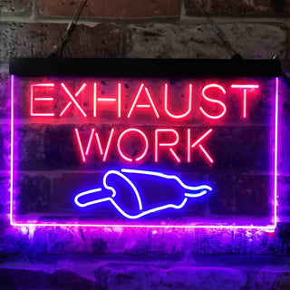 ADVPRO Exhaust Work Shop Car Repair Garage Dual Color LED Neon Sign st6-i3817 - Blue & Red
