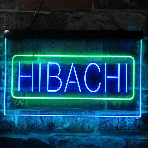 ADVPRO Hibachi Fire Bowl Food Dual Color LED Neon Sign st6-i3818 - Green & Blue