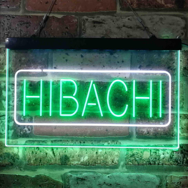 ADVPRO Hibachi Fire Bowl Food Dual Color LED Neon Sign st6-i3818 - White & Green