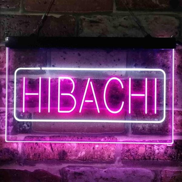 ADVPRO Hibachi Fire Bowl Food Dual Color LED Neon Sign st6-i3818 - White & Purple