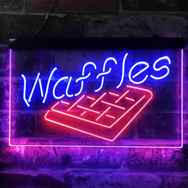 ADVPRO Waffles Snack Cafe Dual Color LED Neon Sign st6-i3820 - Blue & Red