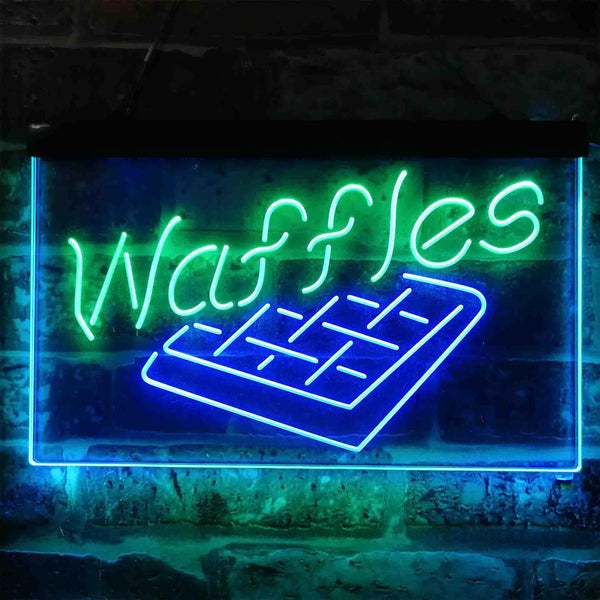 ADVPRO Waffles Snack Cafe Dual Color LED Neon Sign st6-i3820 - Green & Blue