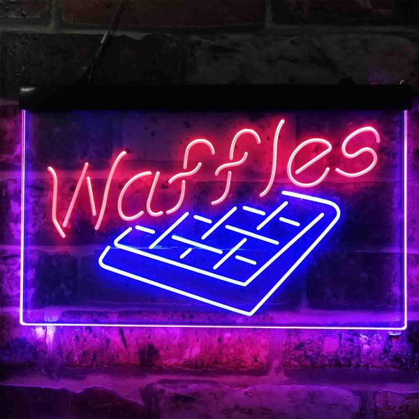 ADVPRO Waffles Snack Cafe Dual Color LED Neon Sign st6-i3820 - Red & Blue