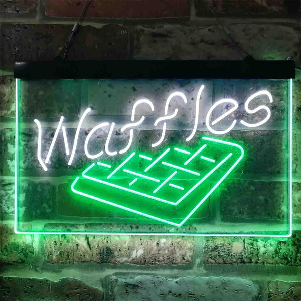ADVPRO Waffles Snack Cafe Dual Color LED Neon Sign st6-i3820 - White & Green
