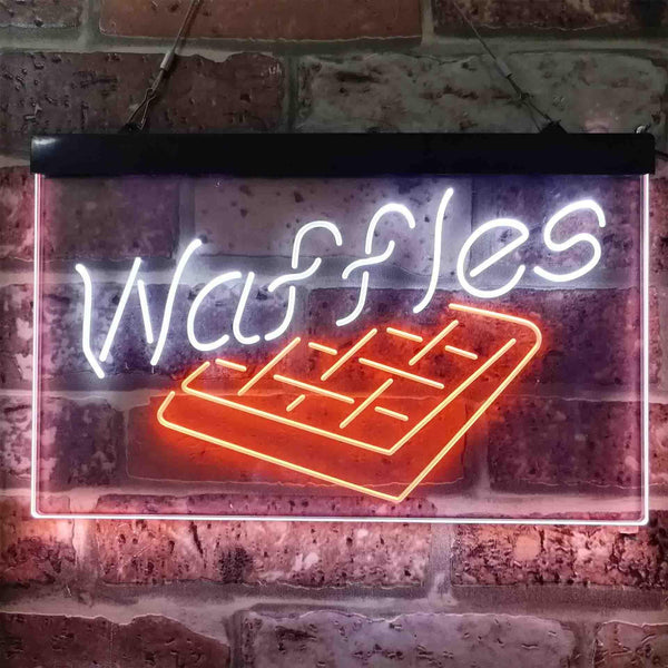ADVPRO Waffles Snack Cafe Dual Color LED Neon Sign st6-i3820 - White & Orange