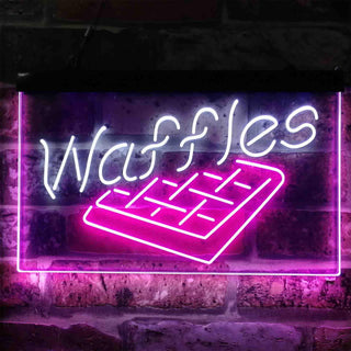 ADVPRO Waffles Snack Cafe Dual Color LED Neon Sign st6-i3820 - White & Purple