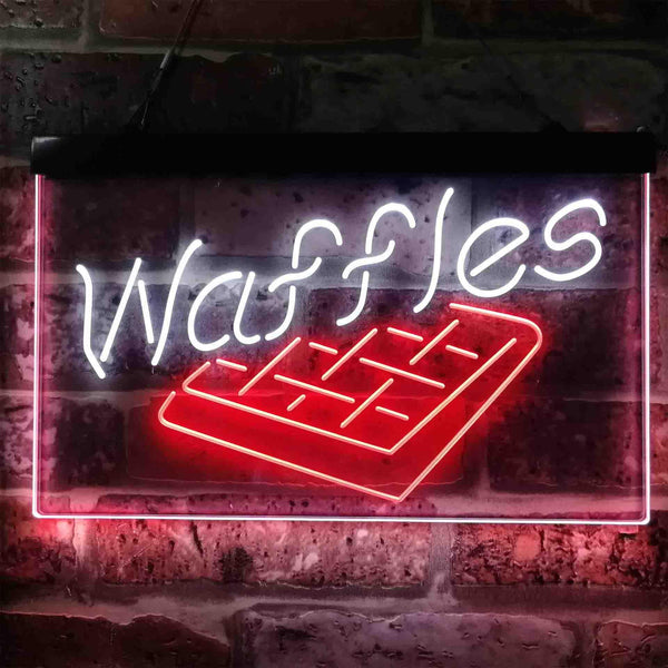 ADVPRO Waffles Snack Cafe Dual Color LED Neon Sign st6-i3820 - White & Red