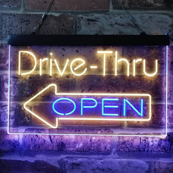 ADVPRO Drive Thru Open Arrow Left Dual Color LED Neon Sign st6-i3827 - Blue & Yellow