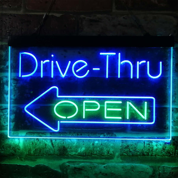 ADVPRO Drive Thru Open Arrow Left Dual Color LED Neon Sign st6-i3827 - Green & Blue
