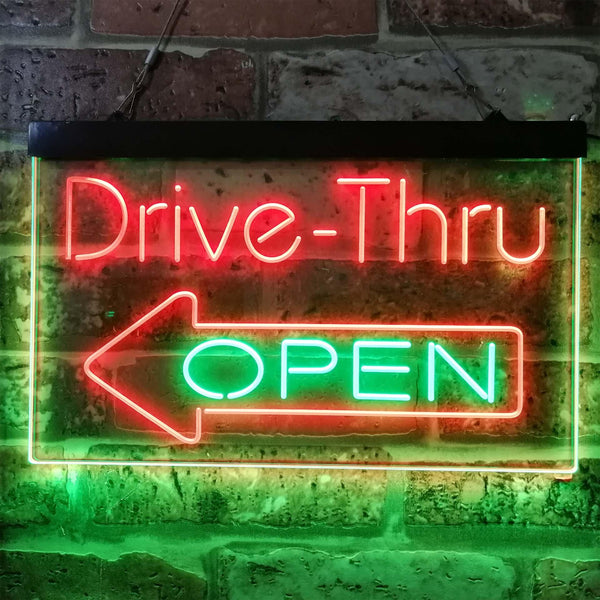 ADVPRO Drive Thru Open Arrow Left Dual Color LED Neon Sign st6-i3827 - Green & Red