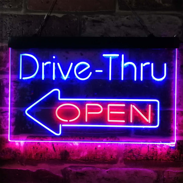 ADVPRO Drive Thru Open Arrow Left Dual Color LED Neon Sign st6-i3827 - Red & Blue