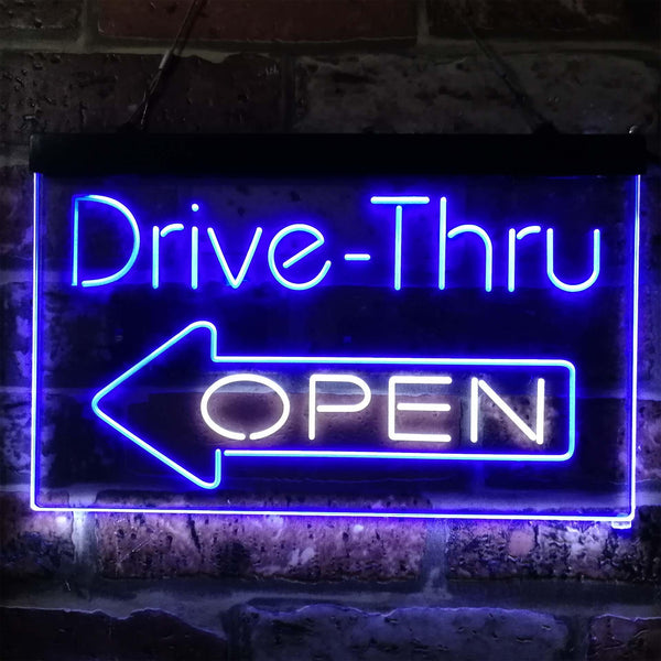 ADVPRO Drive Thru Open Arrow Left Dual Color LED Neon Sign st6-i3827 - White & Blue