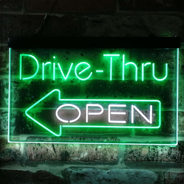 ADVPRO Drive Thru Open Arrow Left Dual Color LED Neon Sign st6-i3827 - White & Green