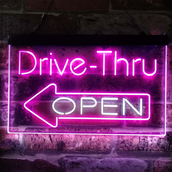 ADVPRO Drive Thru Open Arrow Left Dual Color LED Neon Sign st6-i3827 - White & Purple
