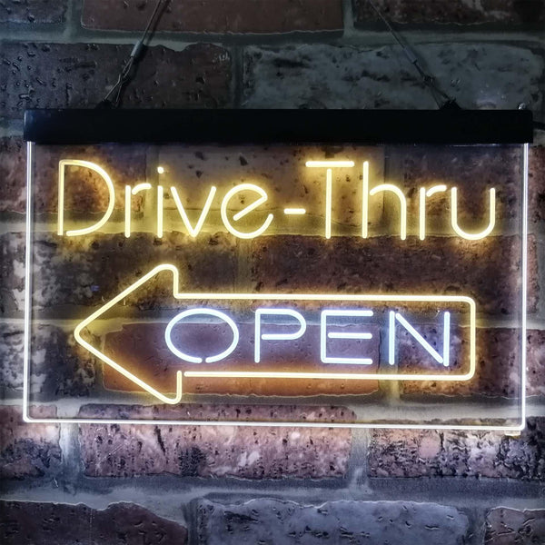 ADVPRO Drive Thru Open Arrow Left Dual Color LED Neon Sign st6-i3827 - White & Yellow