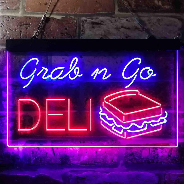 ADVPRO Grab n Go Deli Cafe Dual Color LED Neon Sign st6-i3835 - Blue & Red