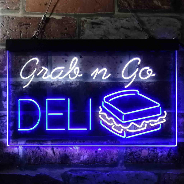 ADVPRO Grab n Go Deli Cafe Dual Color LED Neon Sign st6-i3835 - White & Blue