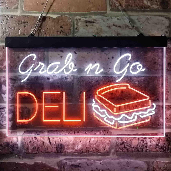 ADVPRO Grab n Go Deli Cafe Dual Color LED Neon Sign st6-i3835 - White & Orange