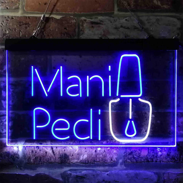 ADVPRO Mani Pedi Shop Dual Color LED Neon Sign st6-i3837 - White & Blue