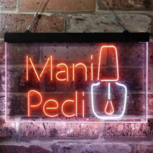 ADVPRO Mani Pedi Shop Dual Color LED Neon Sign st6-i3837 - White & Orange