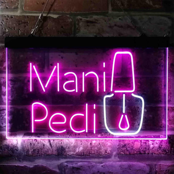 ADVPRO Mani Pedi Shop Dual Color LED Neon Sign st6-i3837 - White & Purple