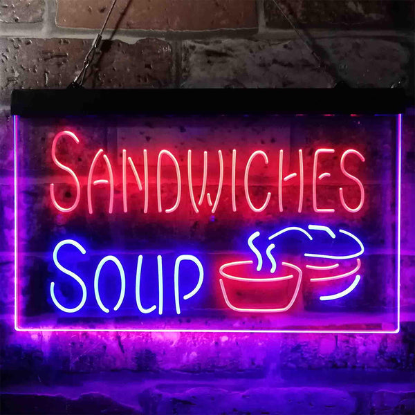 ADVPRO Sandwiches Soup Cafe Dual Color LED Neon Sign st6-i3838 - Blue & Red