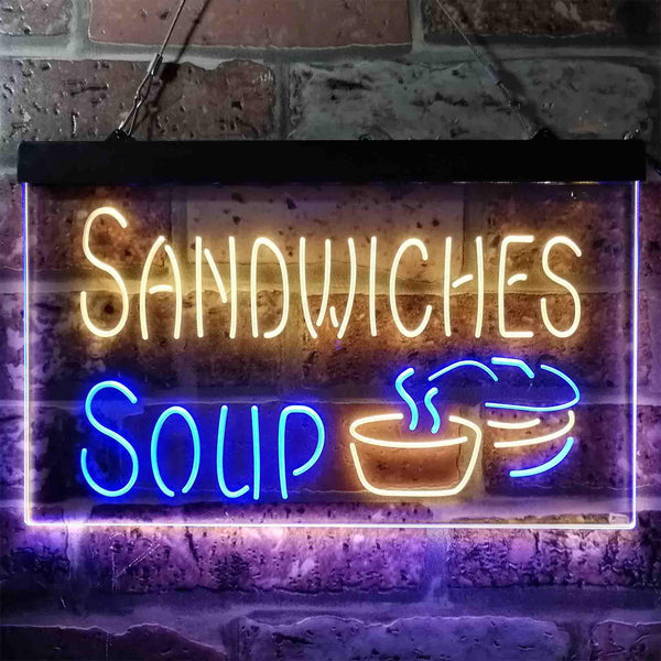ADVPRO Sandwiches Soup Cafe Dual Color LED Neon Sign st6-i3838 - Blue & Yellow