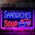 ADVPRO Sandwiches Soup Cafe Dual Color LED Neon Sign st6-i3838 - Red & Blue