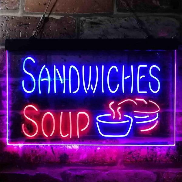ADVPRO Sandwiches Soup Cafe Dual Color LED Neon Sign st6-i3838 - Red & Blue