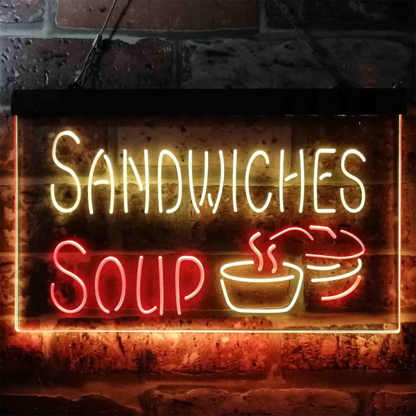 ADVPRO Sandwiches Soup Cafe Dual Color LED Neon Sign st6-i3838 - Red & Yellow