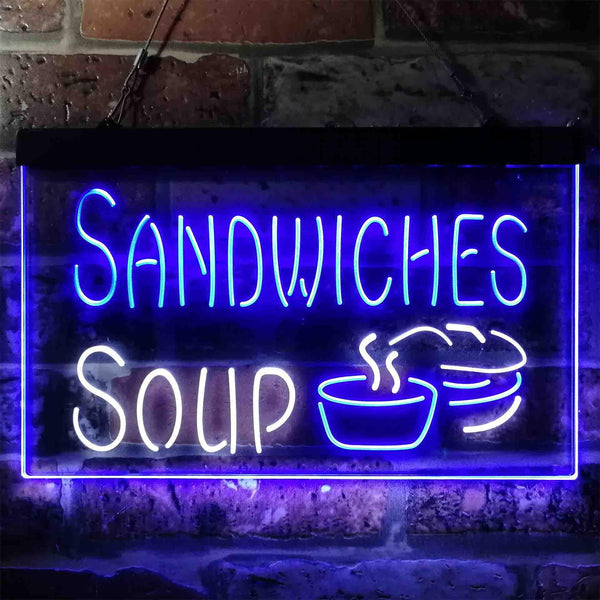 ADVPRO Sandwiches Soup Cafe Dual Color LED Neon Sign st6-i3838 - White & Blue