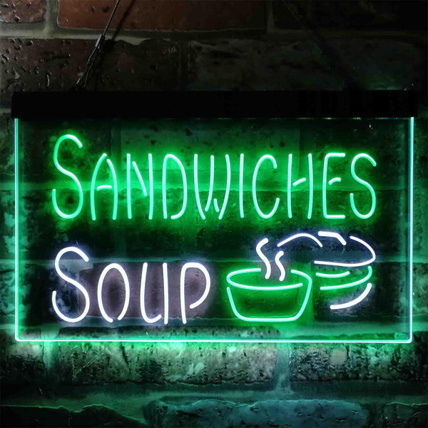 ADVPRO Sandwiches Soup Cafe Dual Color LED Neon Sign st6-i3838 - White & Green