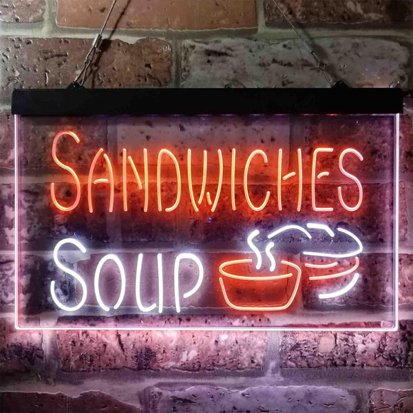 ADVPRO Sandwiches Soup Cafe Dual Color LED Neon Sign st6-i3838 - White & Orange