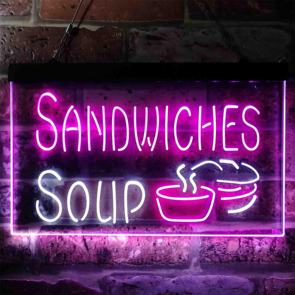 ADVPRO Sandwiches Soup Cafe Dual Color LED Neon Sign st6-i3838 - White & Purple