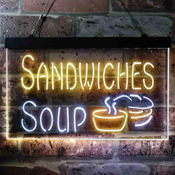 ADVPRO Sandwiches Soup Cafe Dual Color LED Neon Sign st6-i3838 - White & Yellow