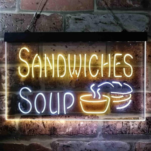 ADVPRO Sandwiches Soup Cafe Dual Color LED Neon Sign st6-i3838 - White & Yellow