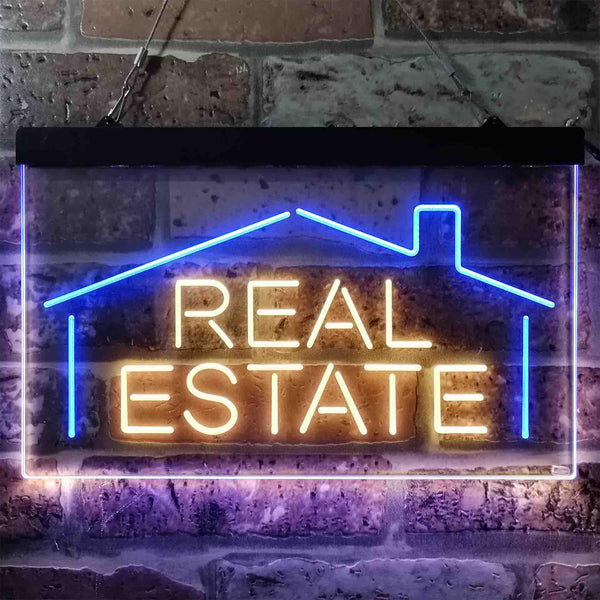 ADVPRO Real Estate Agent Dual Color LED Neon Sign st6-i3839 - Blue & Yellow