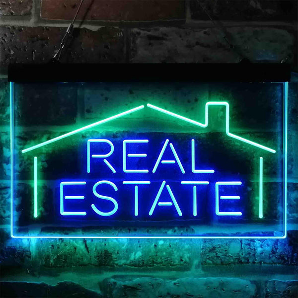 ADVPRO Real Estate Agent Dual Color LED Neon Sign st6-i3839 - Green & Blue