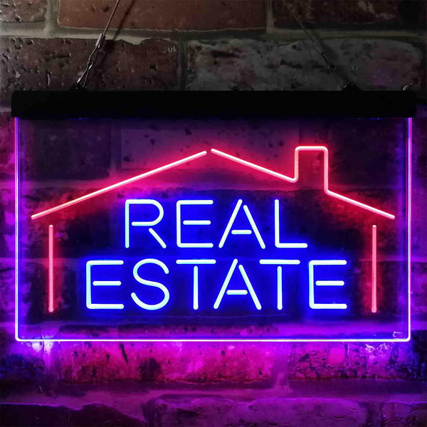 ADVPRO Real Estate Agent Dual Color LED Neon Sign st6-i3839 - Red & Blue