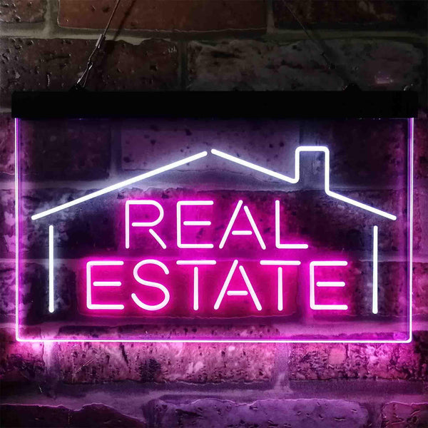 ADVPRO Real Estate Agent Dual Color LED Neon Sign st6-i3839 - White & Purple